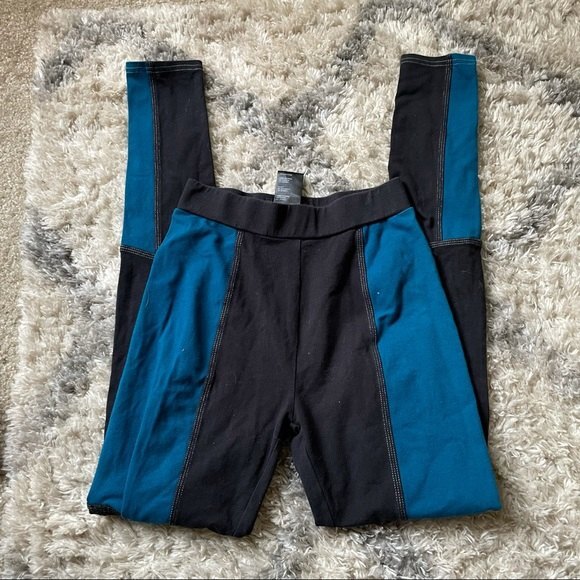 Urban Outfitters Victory Color block Leggings Blue Teal Black High Rise Waisted - Picture 6 of 7